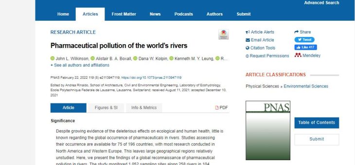 Pharmaceutical pollution of the world’s rivers